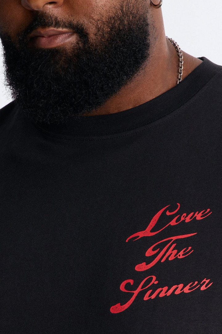 Love The Sinner Oversized Short Sleeve Tee - Black