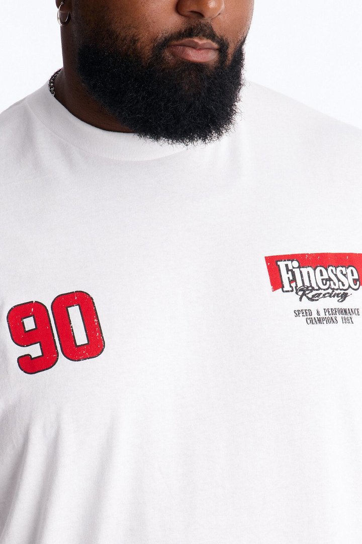 Finesse Racing Oversized Short Sleeve Tee - White