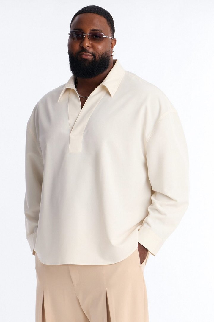 Relaxed Apex Chevron Tailored Shirt - Cream