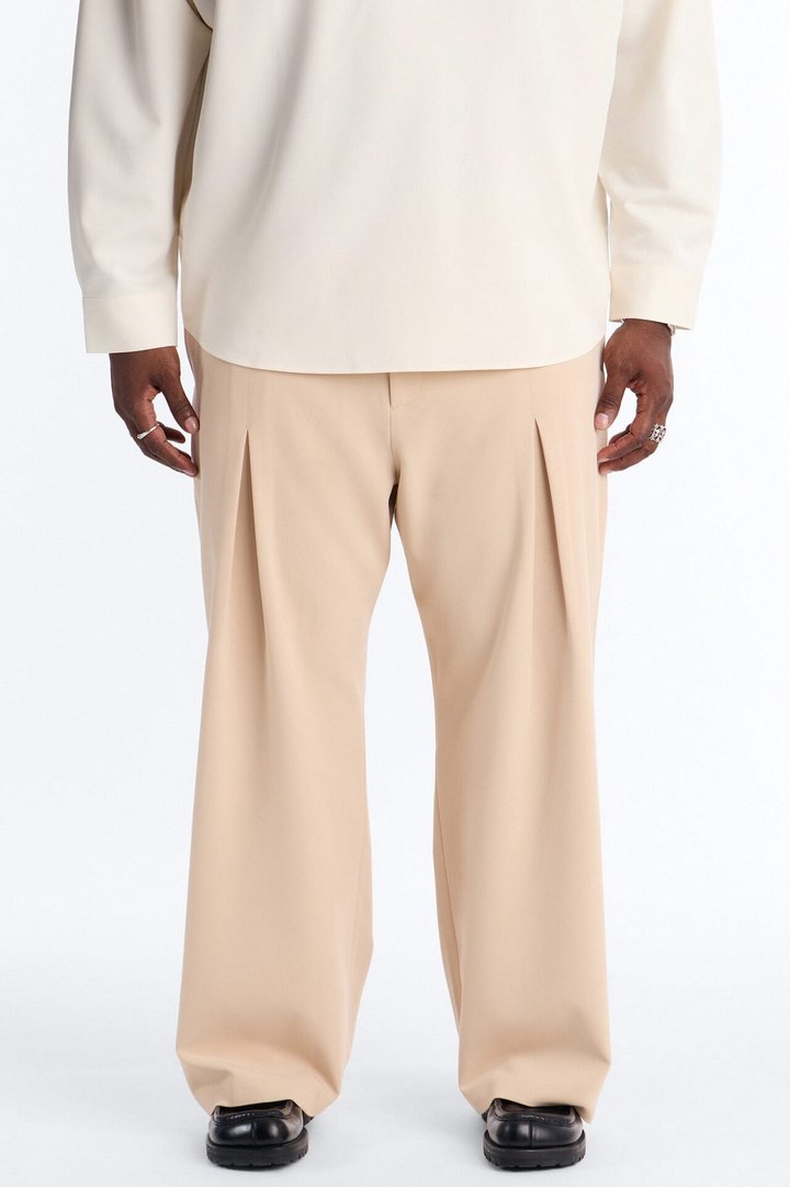 Ronan High Waisted Pleated Trousers - Tan