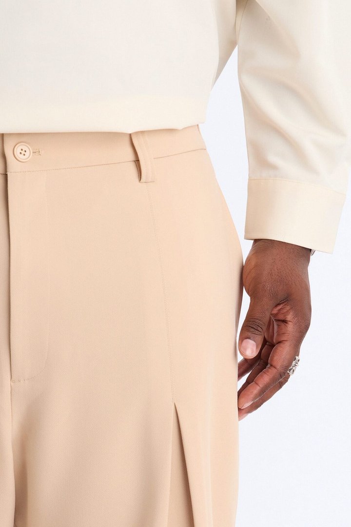 Ronan High Waisted Pleated Trousers - Tan
