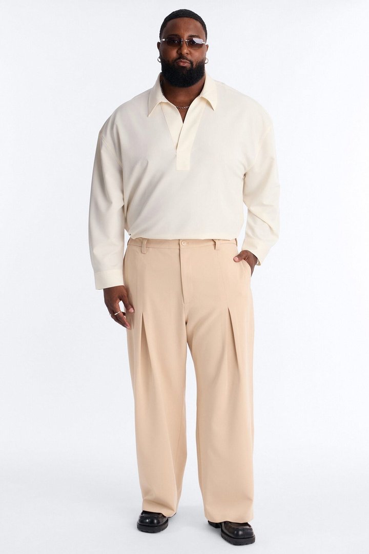 Ronan High Waisted Pleated Trousers - Tan