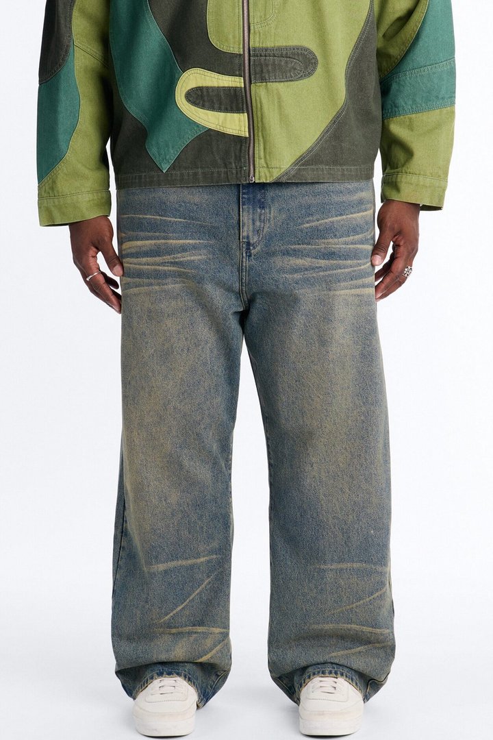 Baggy Dark Wave Jeans - Medium Blue Wash
