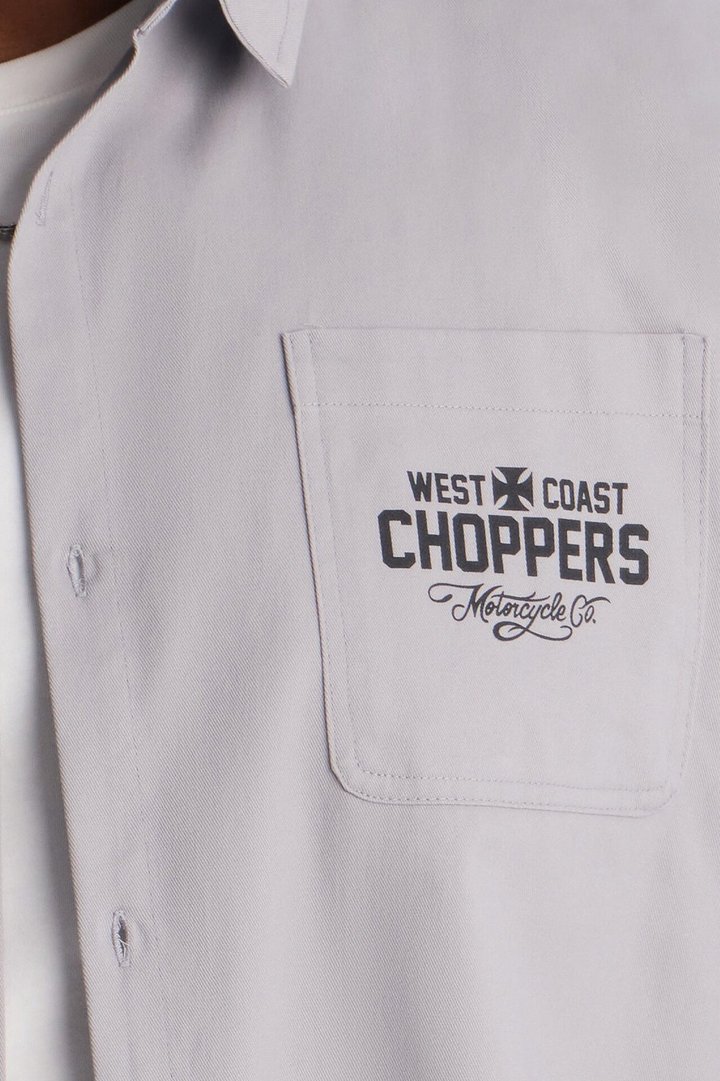 West Coast Choppers Patch Button Up Shirt - Light Grey