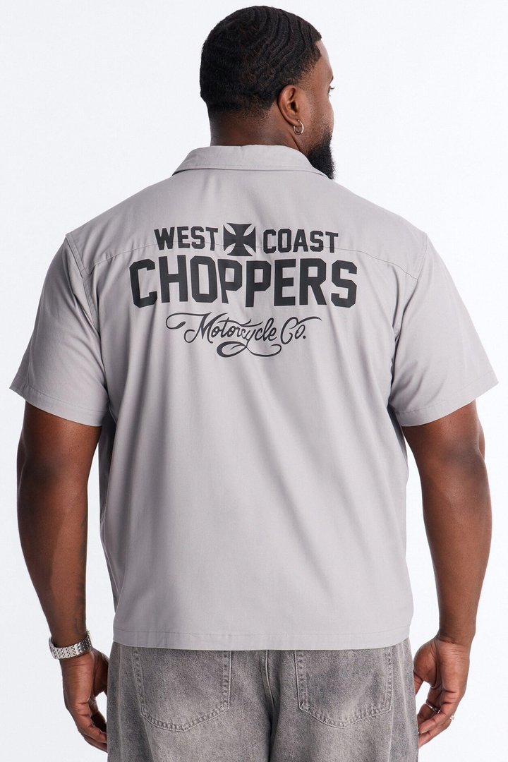 West Coast Choppers Patch Button Up Shirt - Light Grey