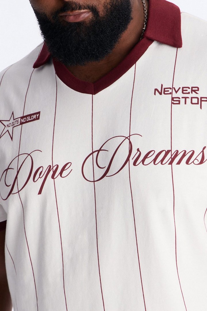 Dope Dreams 33 Johnny Collar Soccer Jersey - Cream