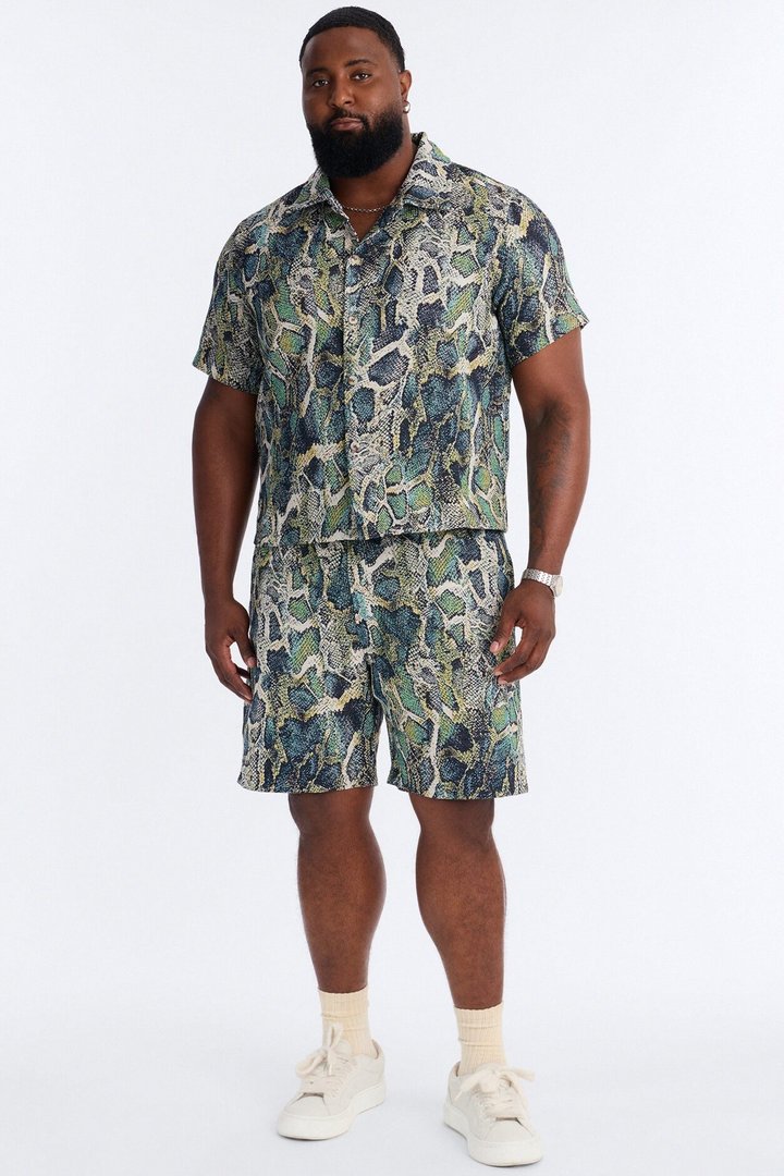 Anaconda Club Button Up Shirt - Green/combo