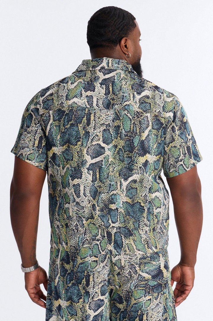 Anaconda Club Button Up Shirt - Green/combo