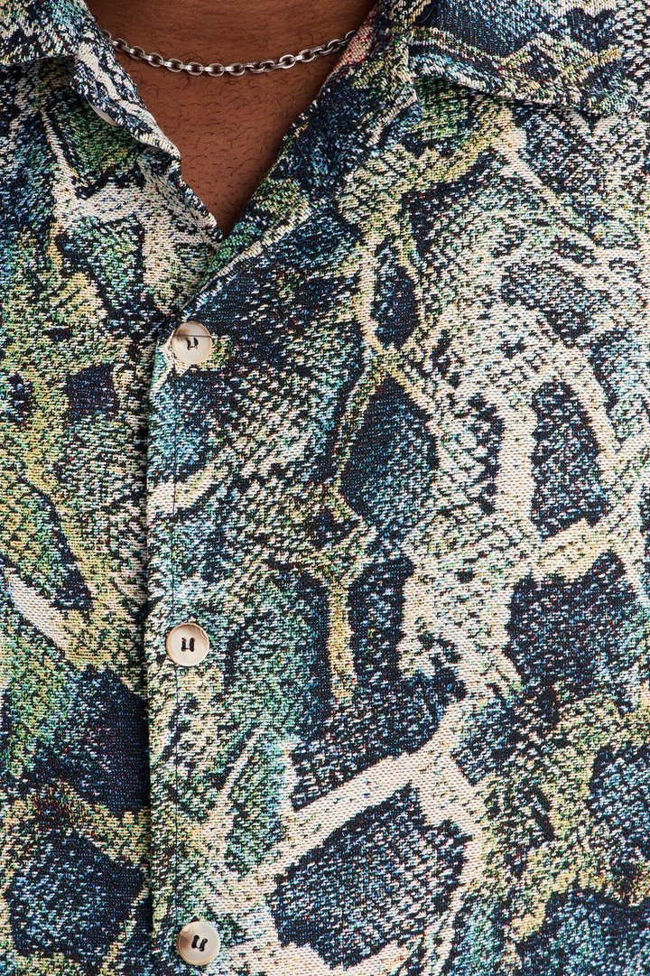 Anaconda Club Button Up Shirt - Green/combo