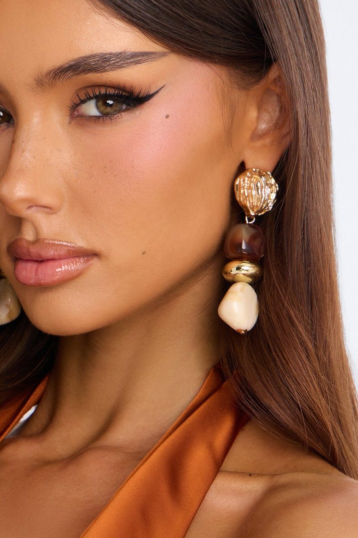 Sunspell Drop Earrings - Gold/Brown