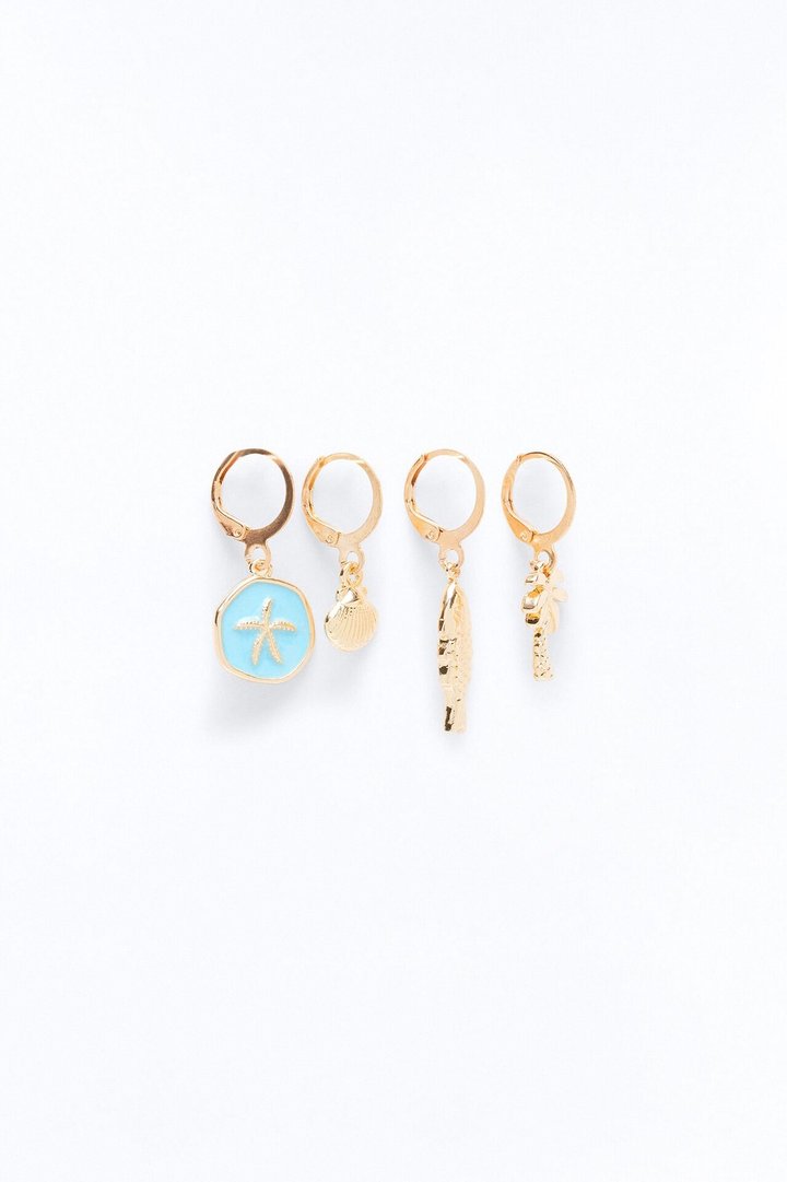 Coastal Life 4 Piece Bikini Charm Set - Gold/Blue