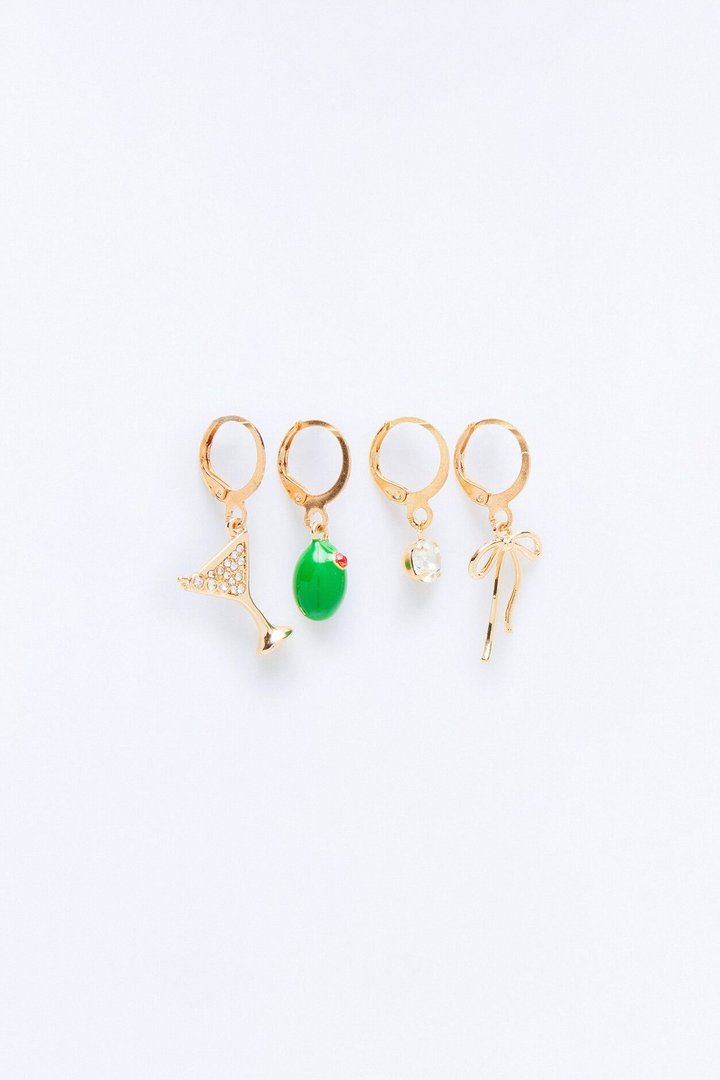 Martini Girly 4 Piece Bikini Charm Set - Gold/Green