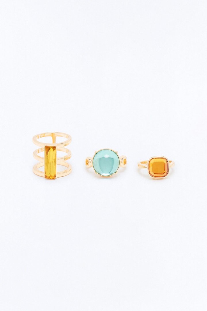 Show Out 3 Piece Ring Set - Multi Color