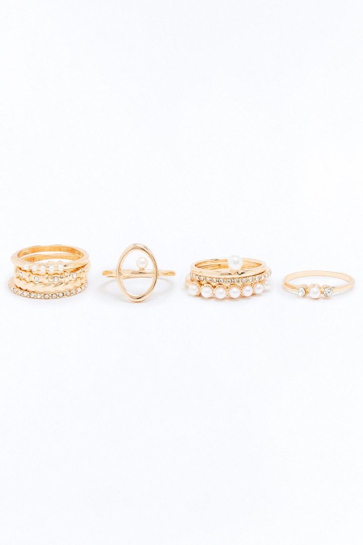 Daytime Glow 9 Piece Ring Set - Gold