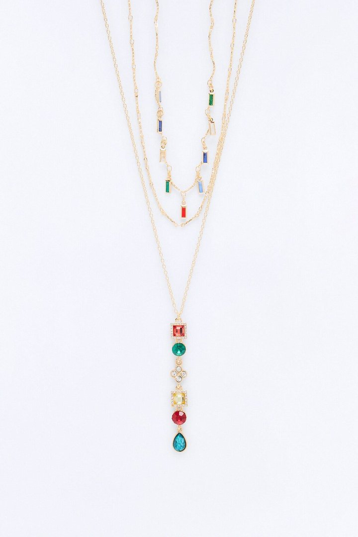 Let Them Fall Lariat Necklace - Gold/Multi