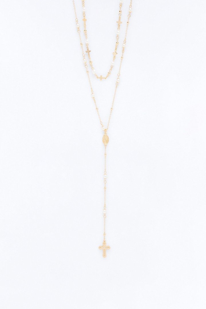 Grace Over Everything Lariat Necklace - Gold/combo