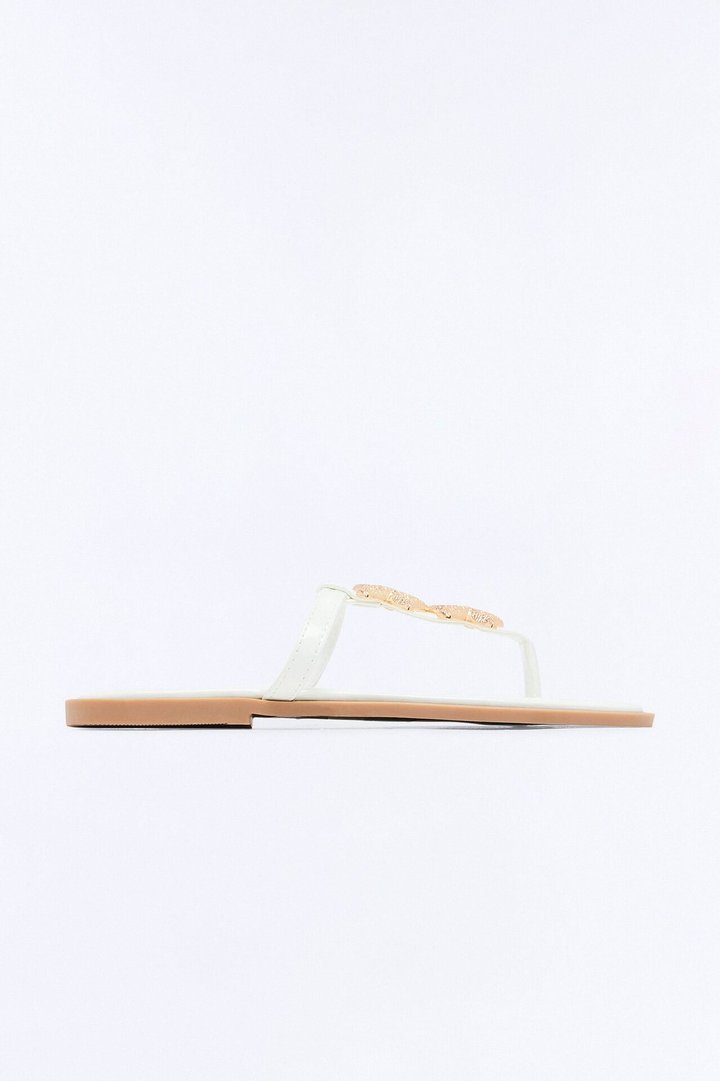 Emala Starfish Patent Flip Flops - White