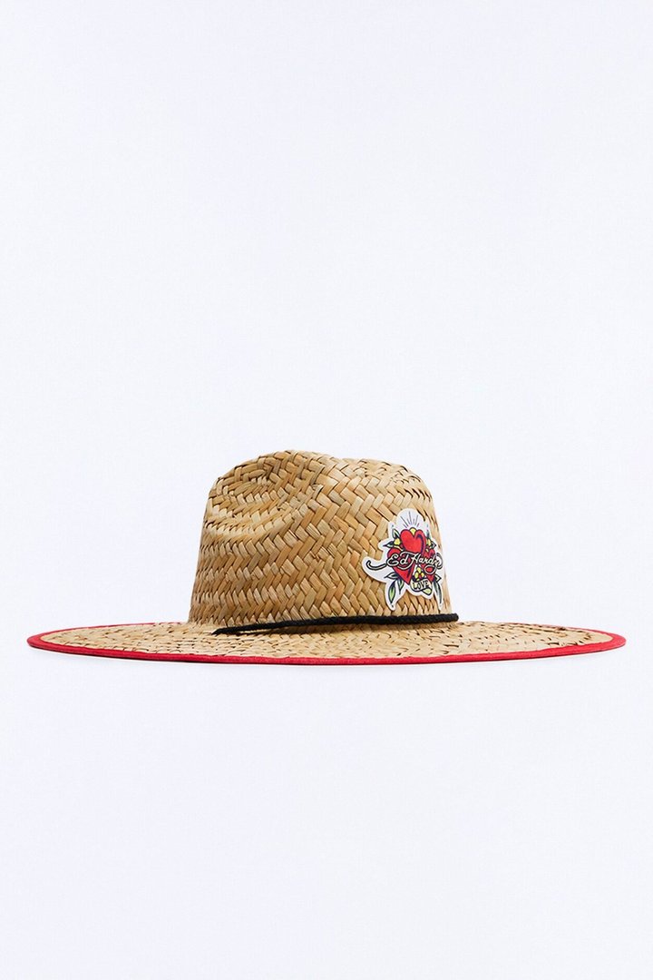 Ed Hardy Love Straw Sun Hat - Natural/Combo