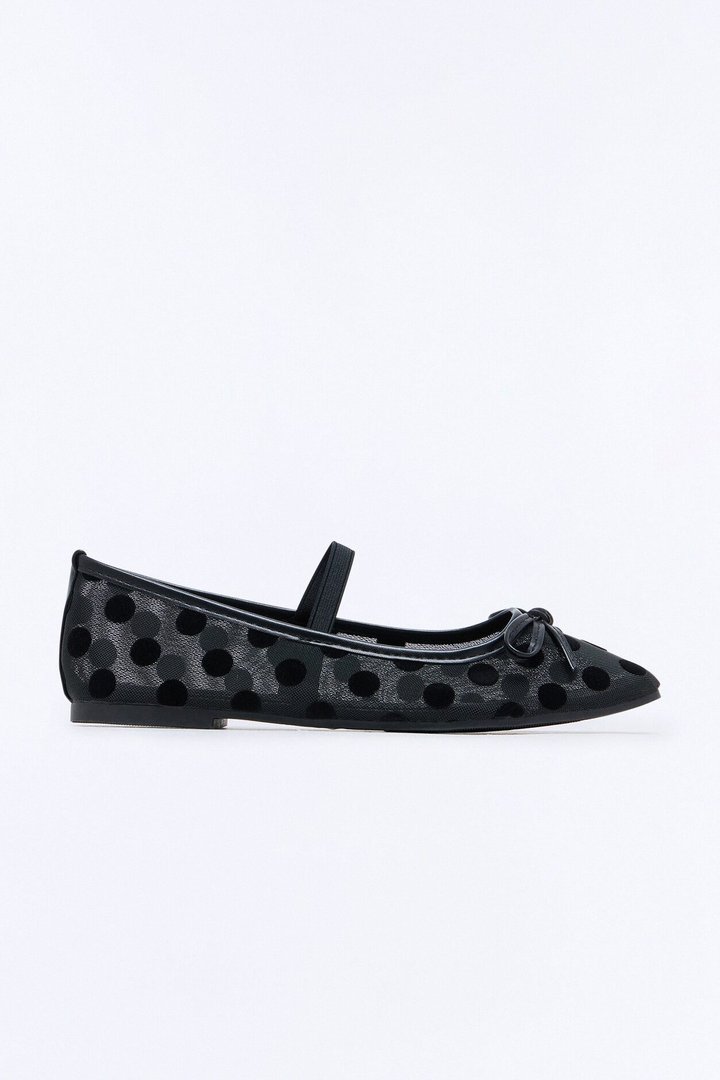 Mickie Bow Mesh Flats - Black