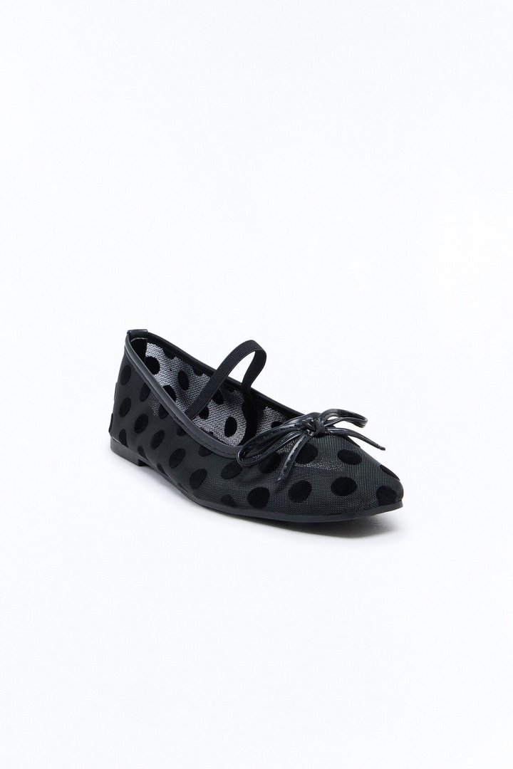 Mickie Bow Mesh Flats - Black