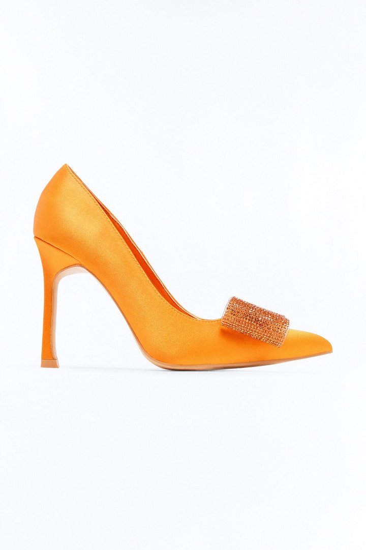 Leola Rhinestone Bow Pumps - Orange