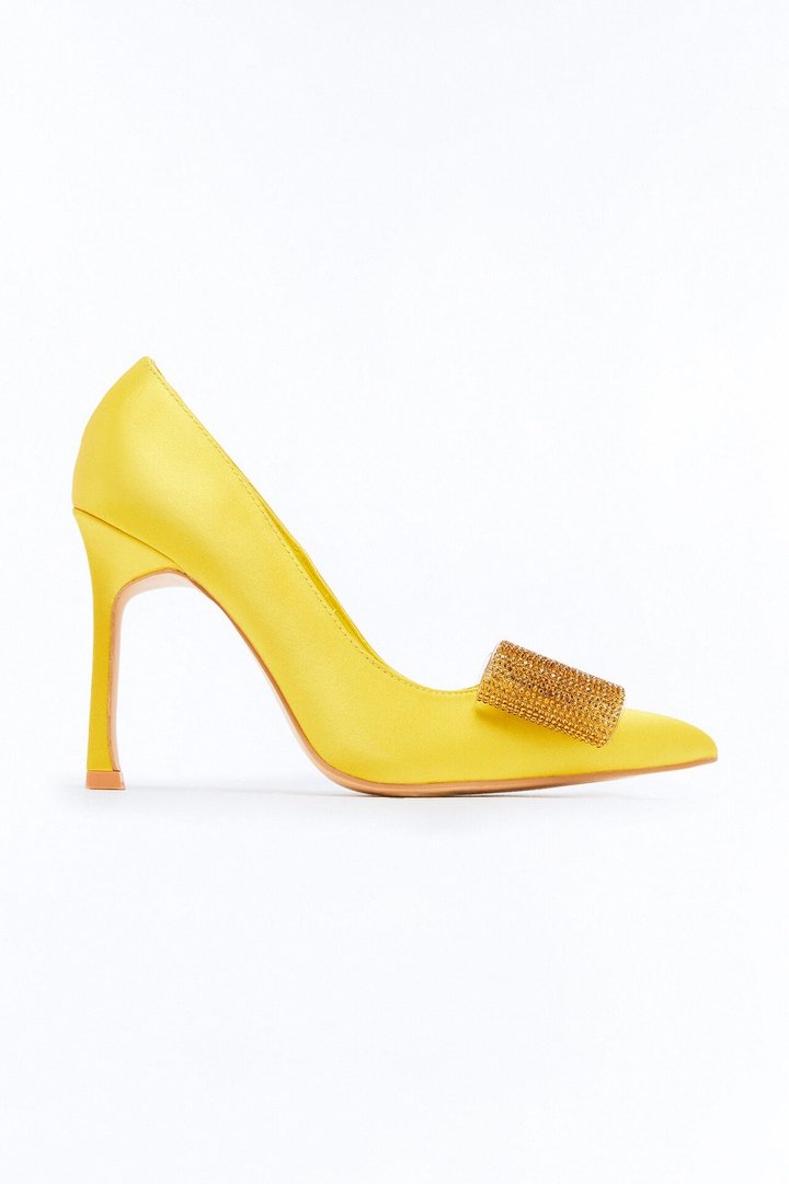 Leola Rhinestone Bow Pumps - Mustard