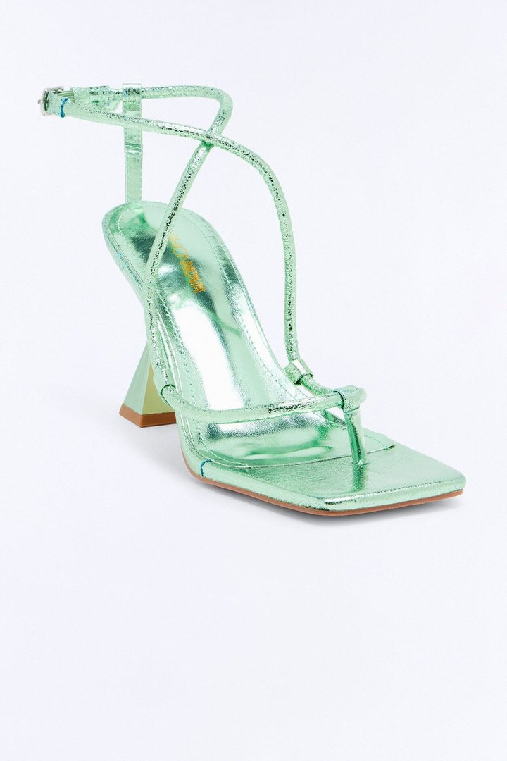 Revily Metallic Novelty Heels - Green