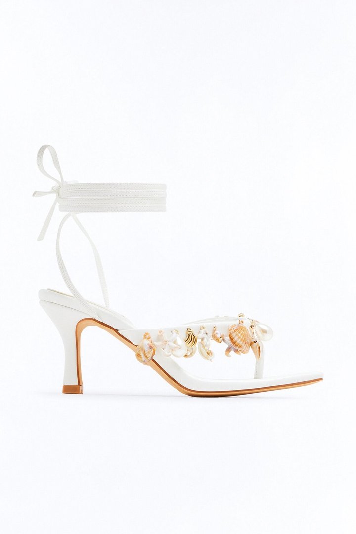 Water Charmer Wrap Up Heels - White