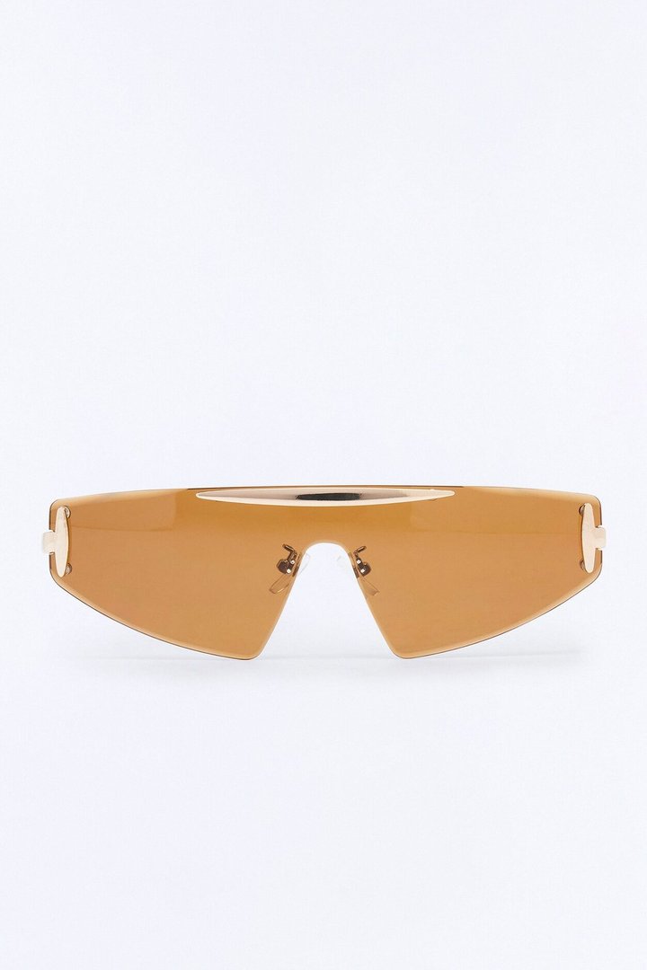 Between The Mirage Shield Sunglasses - Gold/Brown