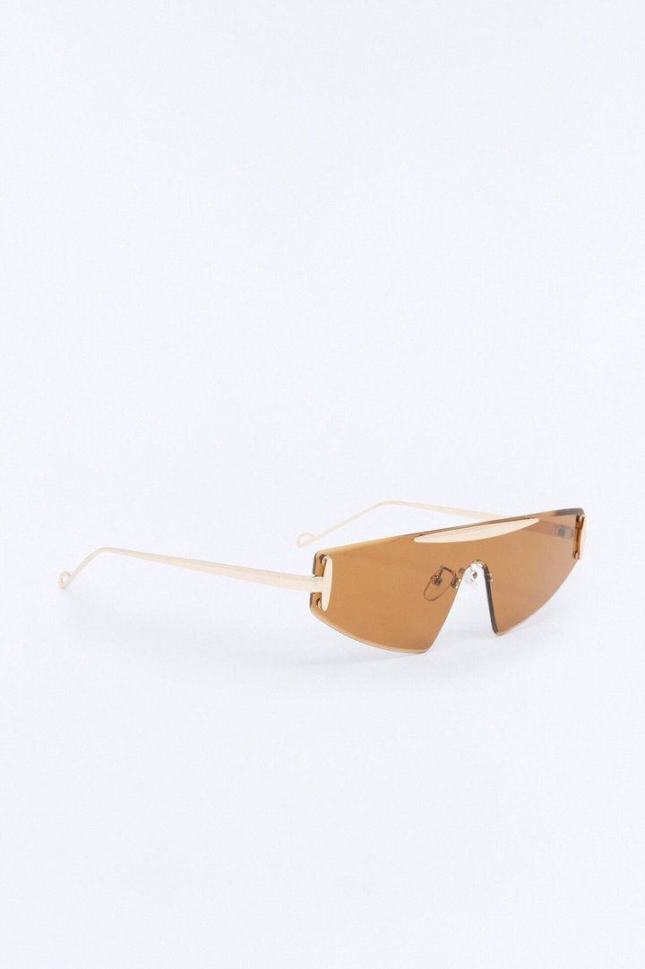 Between The Mirage Shield Sunglasses - Gold/Brown