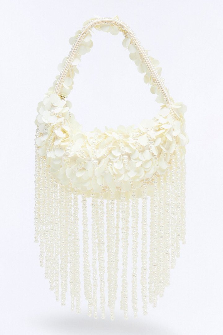 Aphrodite Vibe Beaded Satchel Bag - Ivory