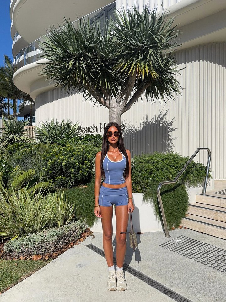 Sunday Errands Biker Short Set - Slate Blue