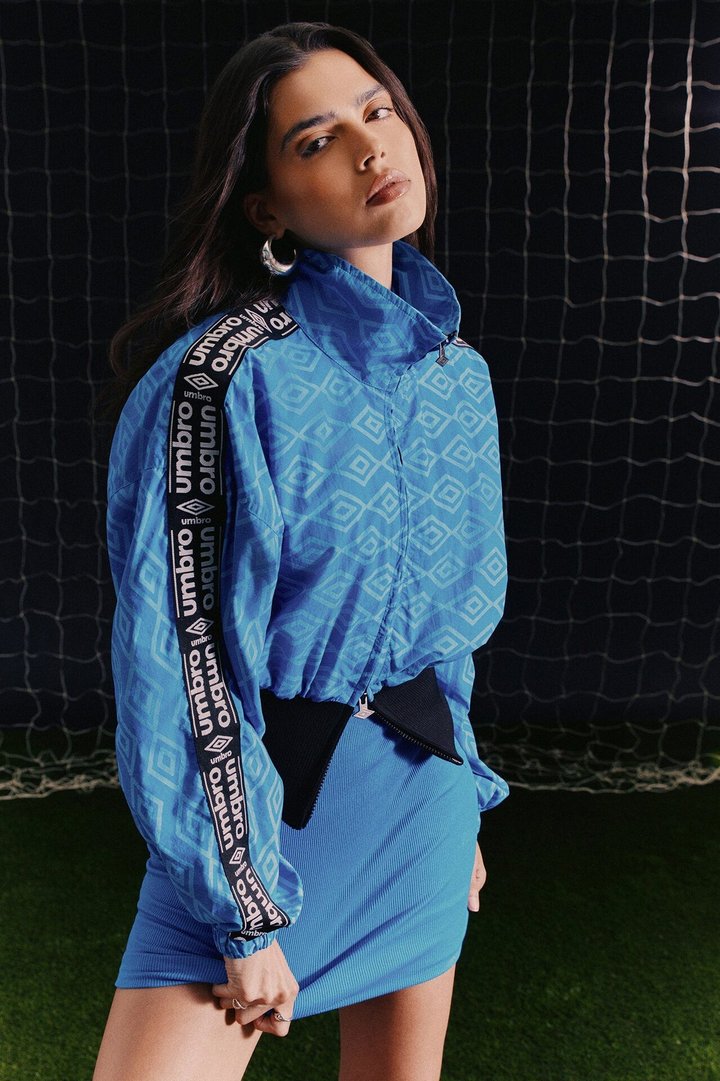 Umbro Windbreaker Rib Waist Zip Up Jacket - Blue/Black
