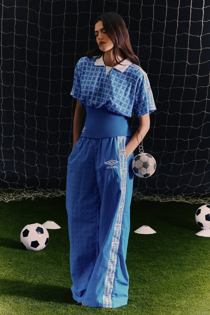 Umbro Varsity Windbreaker Wide Leg Pants - Blue