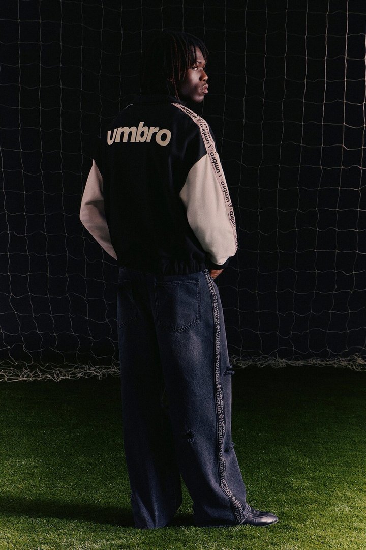 Umbro Colorblock French Terry Long Sleeve Polo - Black/combo