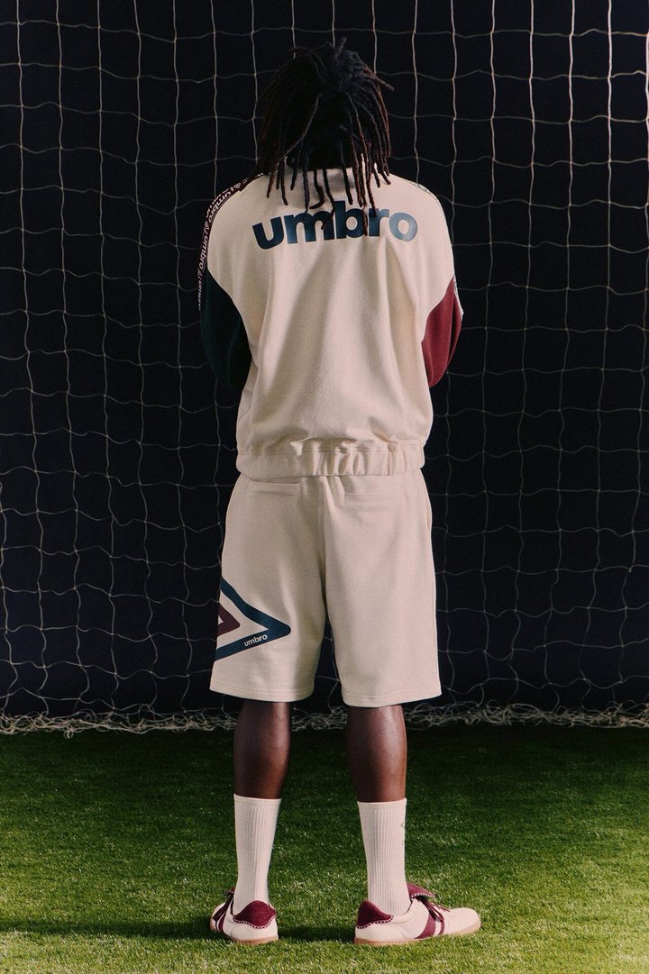 Umbro Colorblock French Terry Long Sleeve Polo - Cream/combo