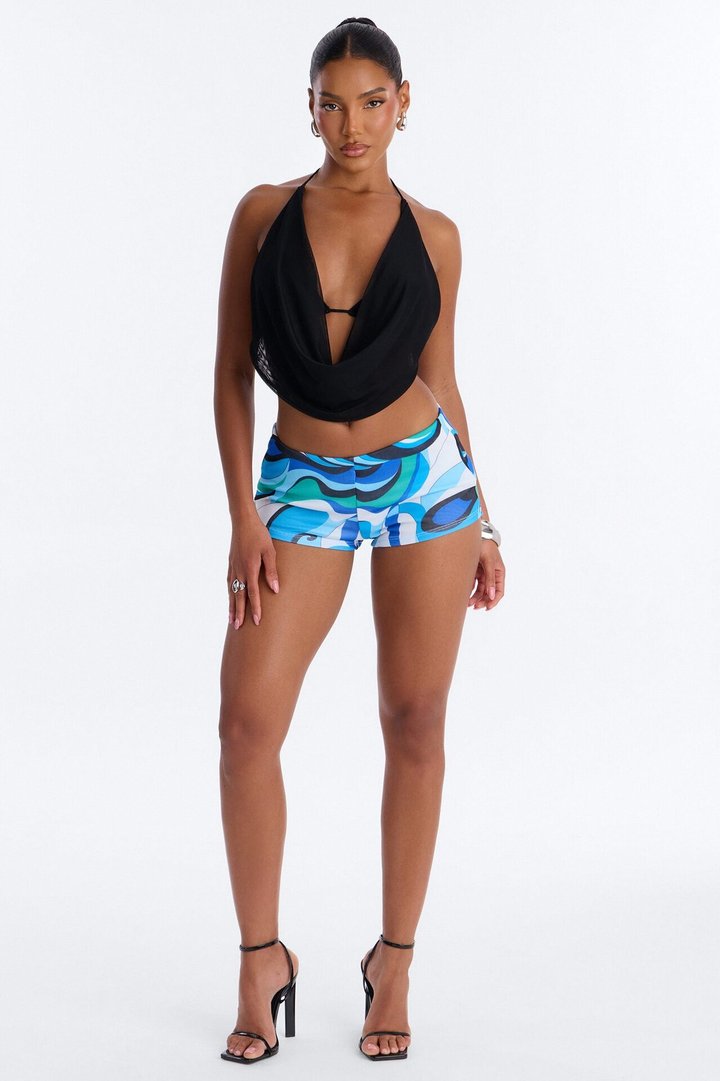Maya Abstract Mesh Low Rise Micro Short - Blue/combo