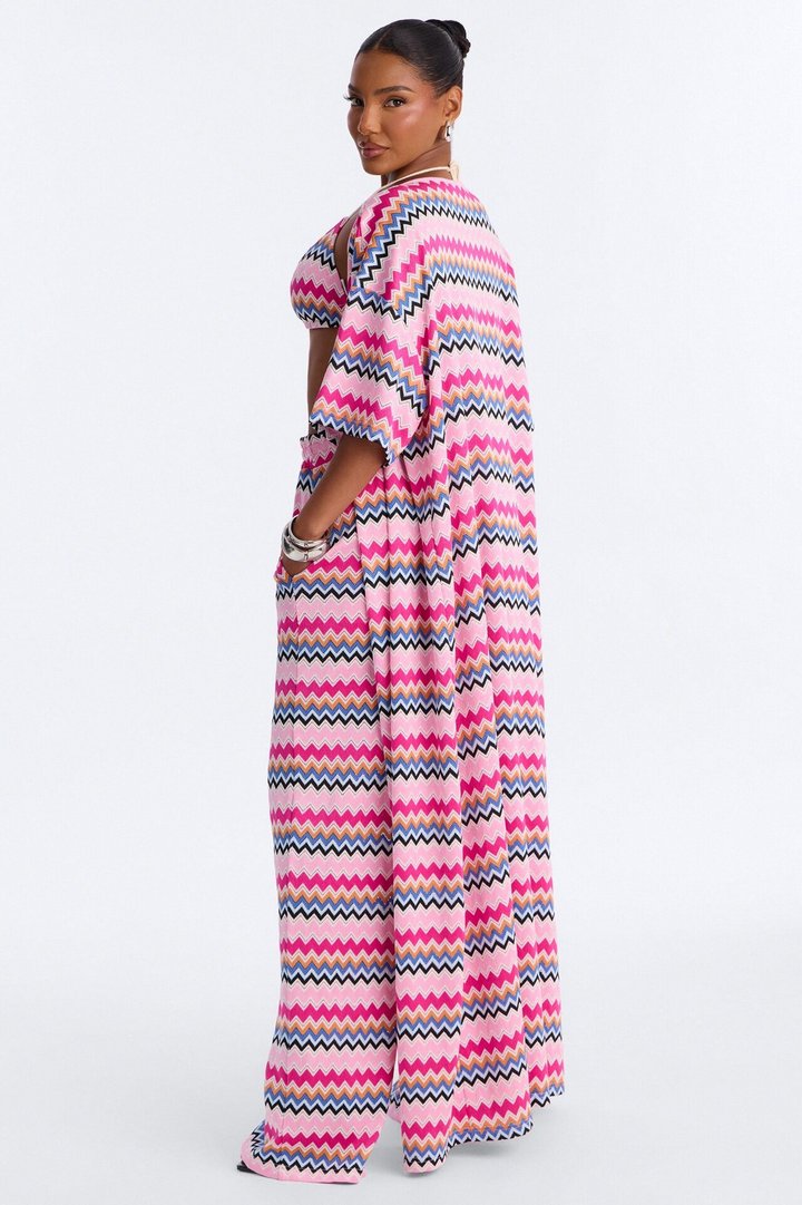 Cabana Crush 3 Piece Crochet Pant Set - Pink/combo