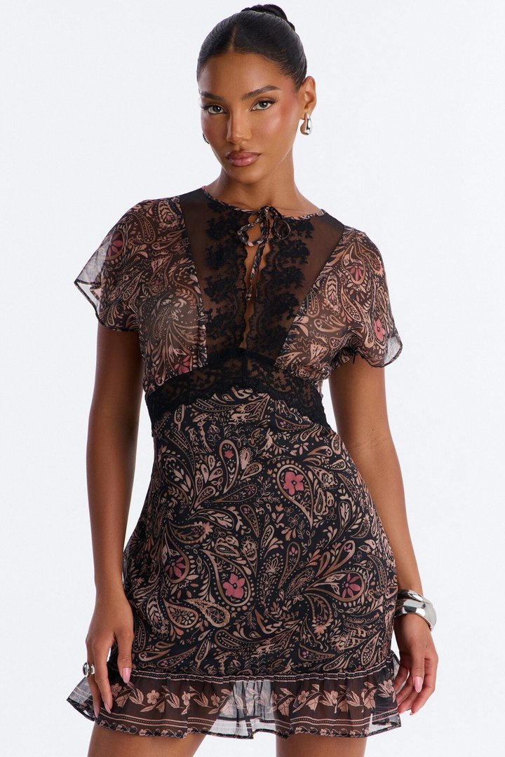 Casual But Curated Sheer Mini Dress - Black/combo