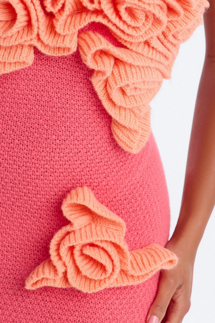 Renae Floral Applique Knit Maxi Dress - Pink/combo