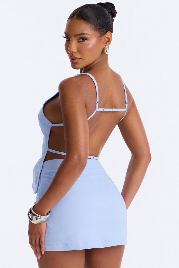 Astrid Backless Mini Skirt Set - Light Blue