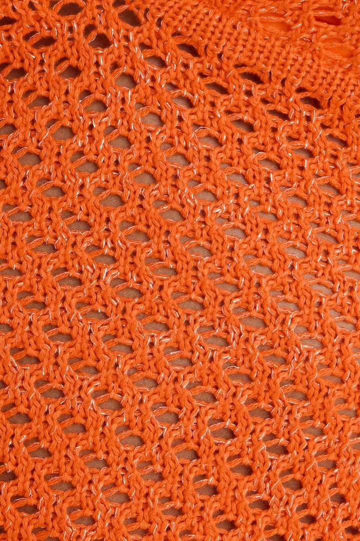 Crystal Crochet Halter Maxi Skirt Set - Orange