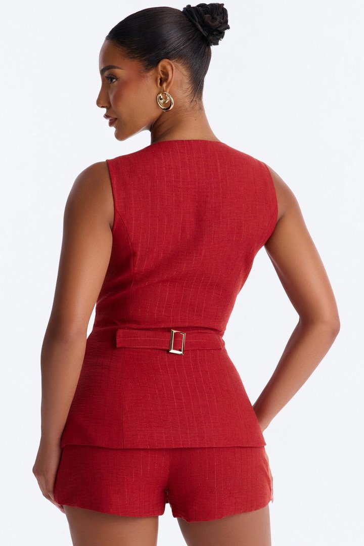 Azalea Linen Skort Set - Terracotta
