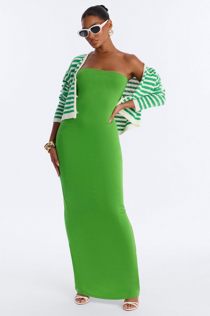 Gigi 2 Piece Maxi Dress Cardigan Set - Kelly Green
