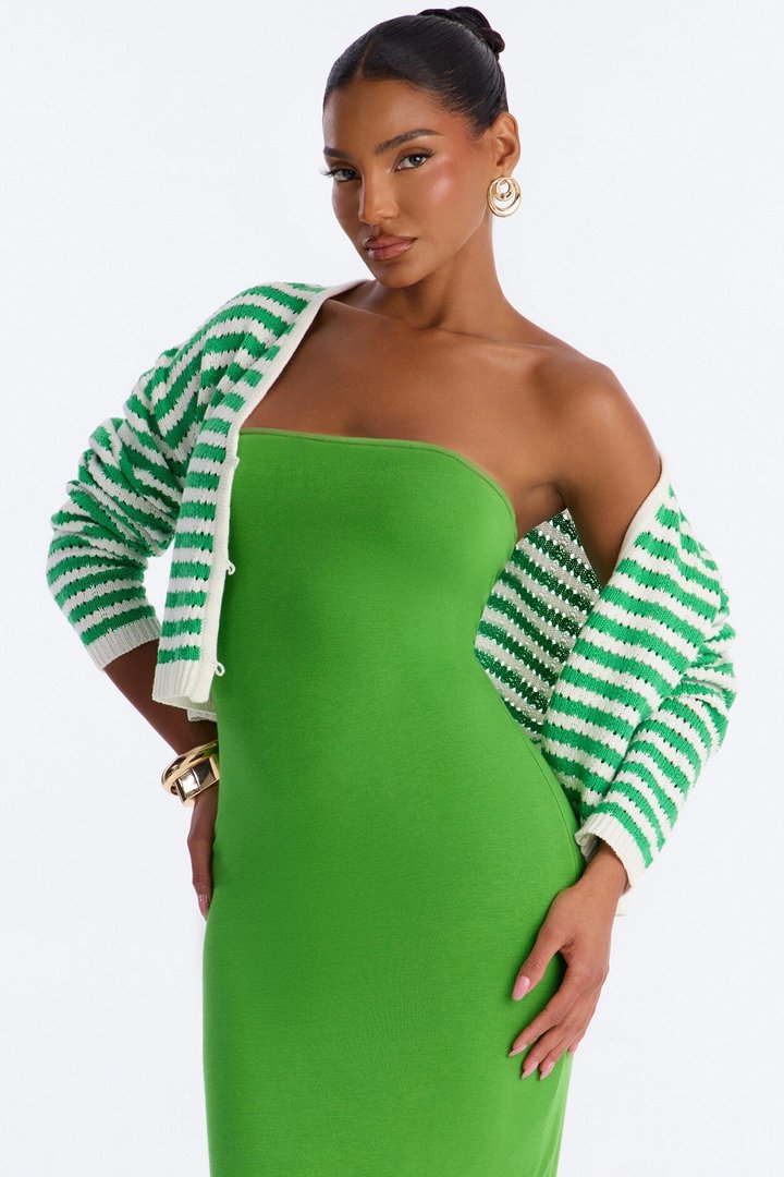 Gigi 2 Piece Maxi Dress Cardigan Set - Kelly Green