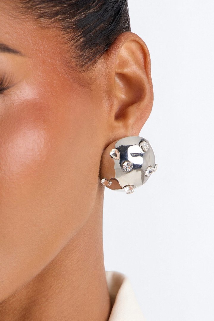 Moon Rocks Stud Earrings - Silver
