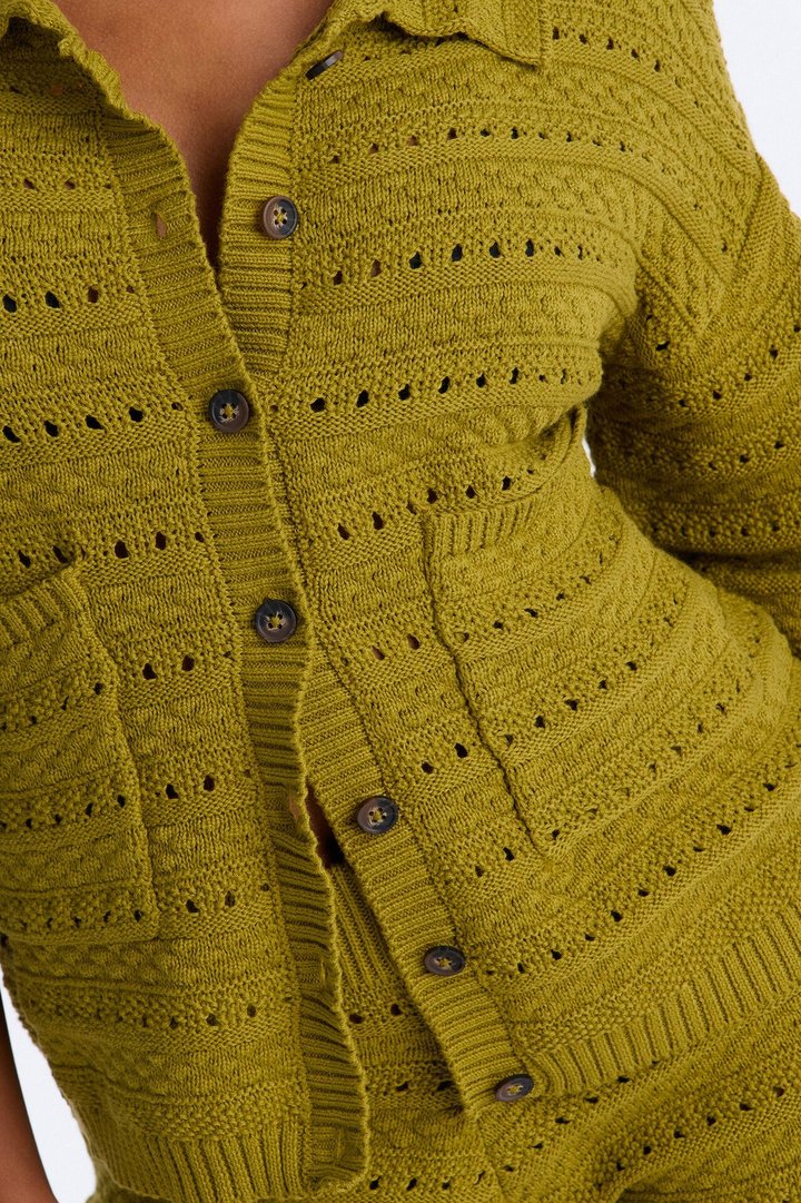 Free Spirit Crochet Short Set - Chartreuse