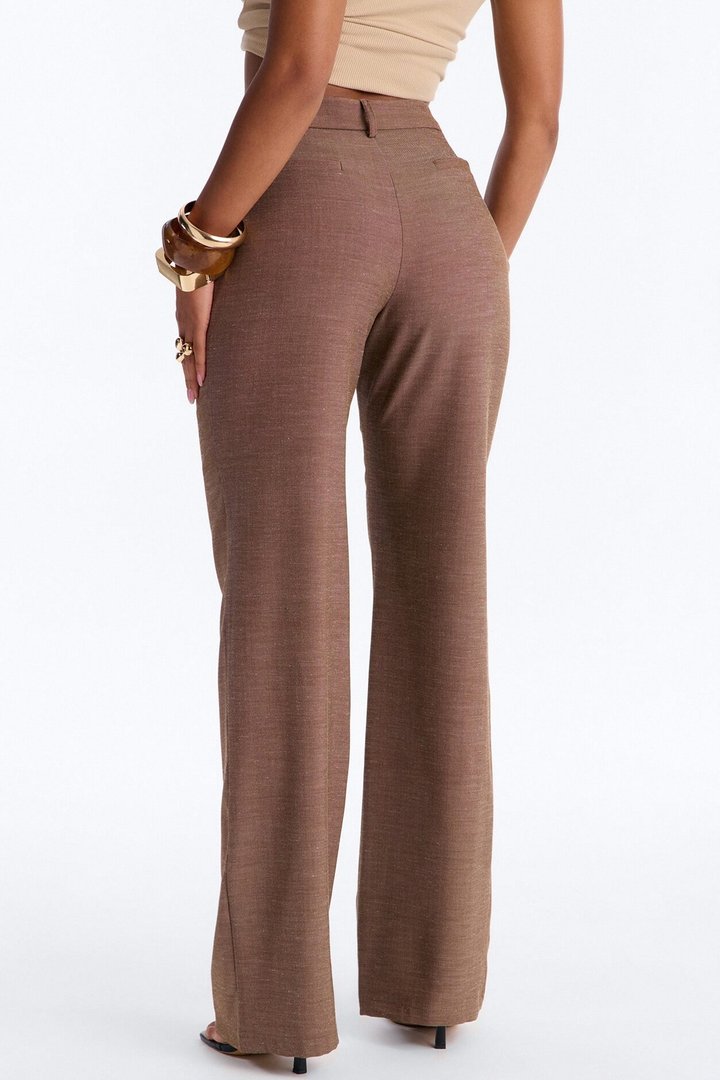 Stacy Low Rise Straight Leg Linen Trouser - Brown