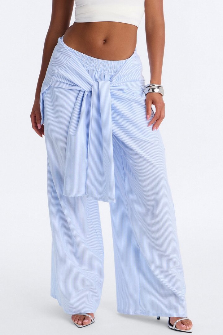 Daily Practice Pinstripe Wrap Waist 2 Piece Pant - Blue