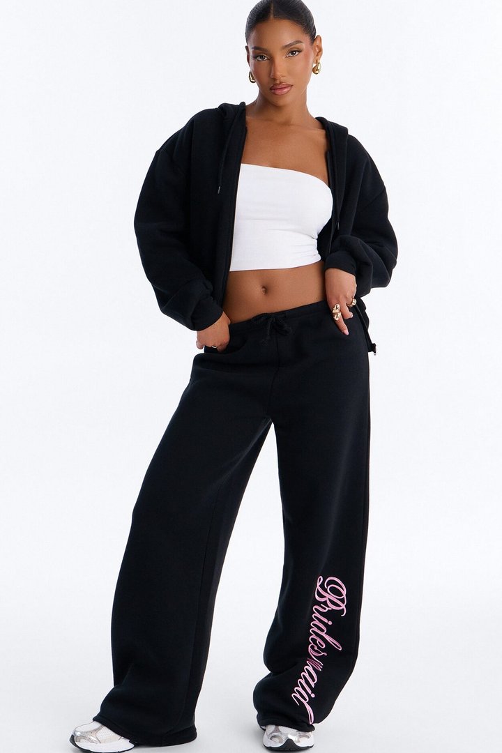 Bridesmaids Only Fleece Pant Set - Black/Pink
